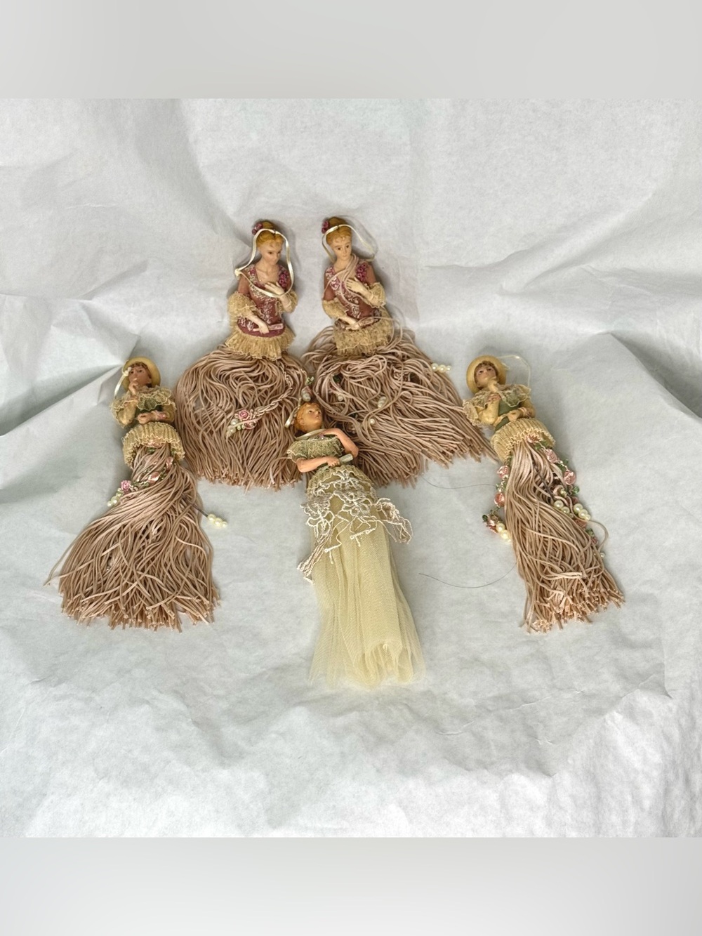 Porcelain Victorian Lady Christmas Ornaments ( Set Of 5) - Picture 2 of 16